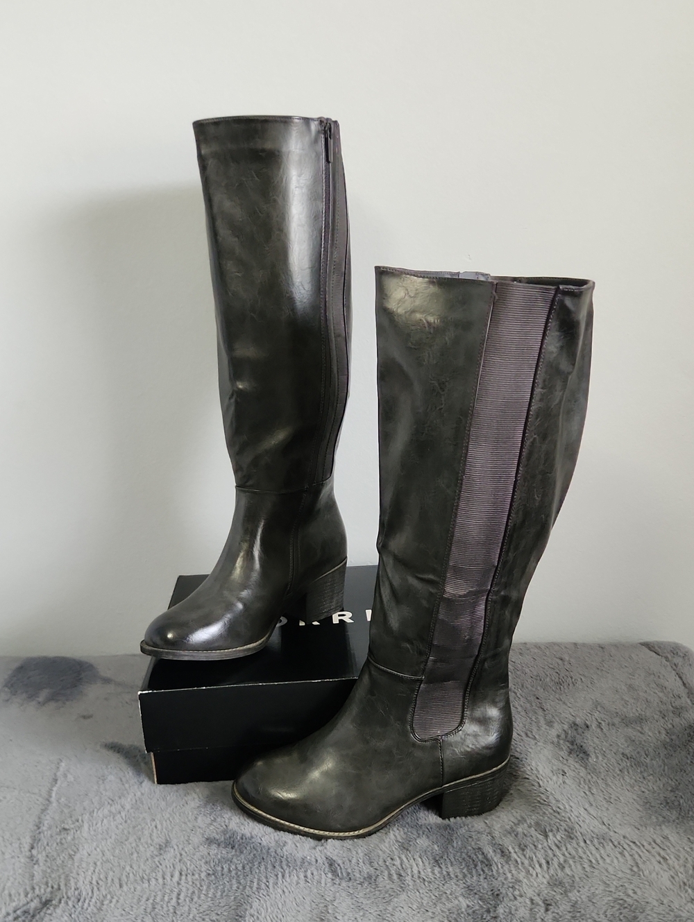 Classic Gray Knee-High Chelsea Boots